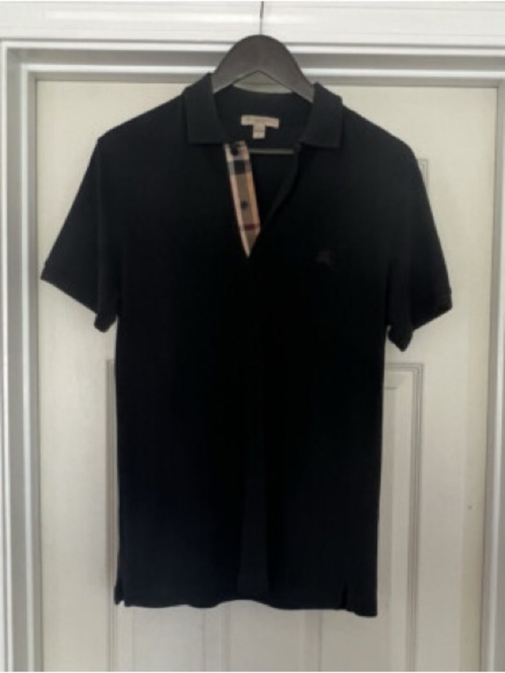 Burberry Black Polo with Signature Check Placket